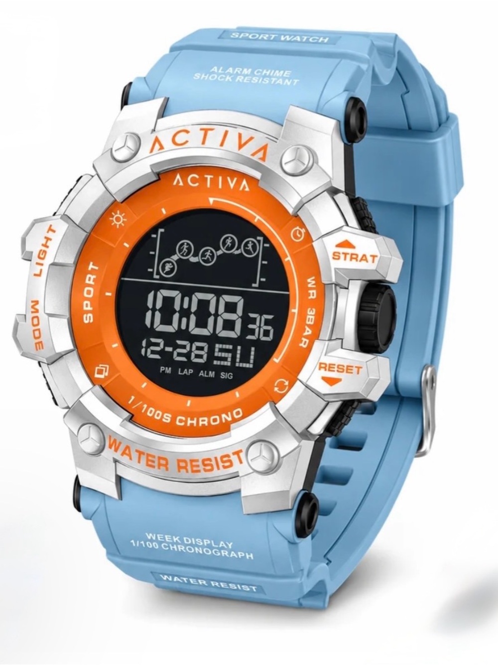 Activa Men's Blue and Orange Digital Sport Watch